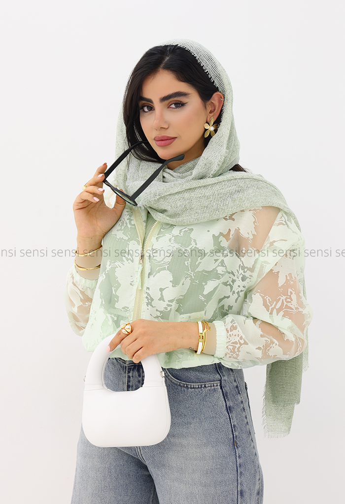 شومیز شیشه ای جلوزیپ طرح دار کد1006089